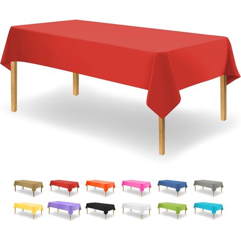 Tablecloth Plastique - Rouge - 54 x 108 Pouces - Pour Tables Rectangulaires - Jetable et Réutilisable - 12 Pièces (1/5)