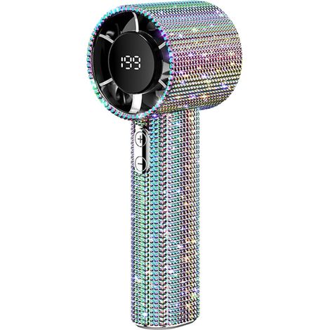 Tragbarer Turboventilator mit 100 Leistungsstufen, USB-aufladbar, farbenfrohes Diamantdesign für Reisen und Konzerte im Freien (1/5)
