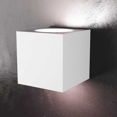 Applique moderno top light area 1127 ag gx53 led metallo biemissione lampada parete, finitura metallo bianco