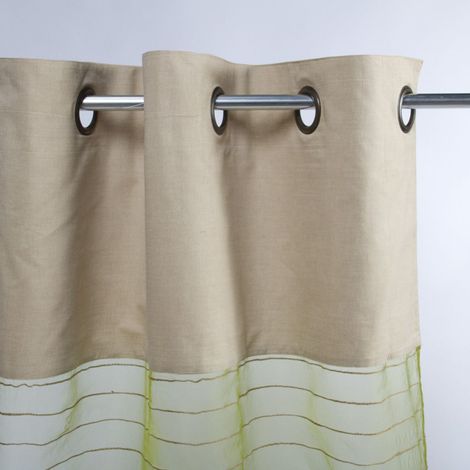 SHAMLYNE - Voilage effet soie avec coton et jute vert mousse 110x250 (1/3)