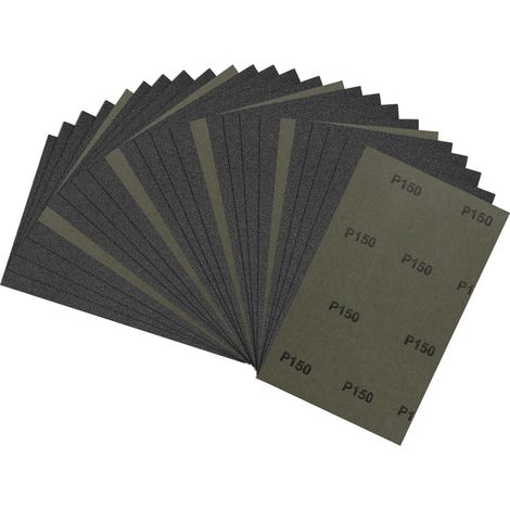 Lot de 25 feuilles de papier de verre 14 x 22,9 x 150 grains Feuilles de papier abrasif humide et sec pour le polissage et l'élimination des rayures en carbure de silicium (1/5)