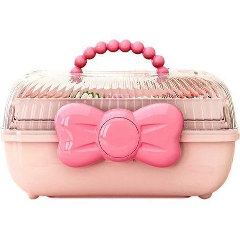 Boîte de rangement 3 niveaux avec poignée pour accessoires de cheveux et bijoux d'enfants organisateur pour filles (1/5)