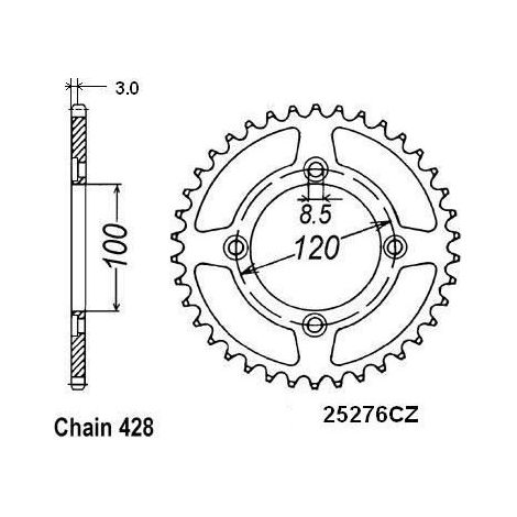 Couronne Beta 50 Rr 2005-2008 4 Trous - 428 - 52 Dents