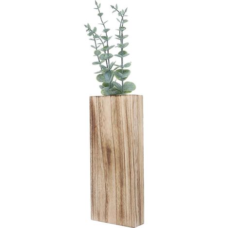 Vase suspendu mural assorti à la décoration intérieure avec eucalyptus artificiel en bois brun (1/5)