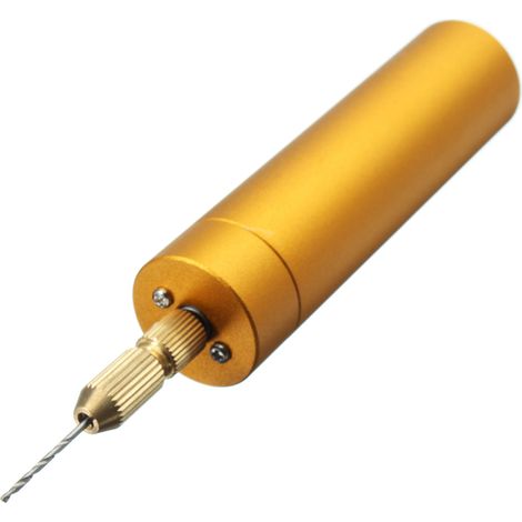 Mini taladro eléctrico manual de 5 V CC en aluminio + 10 brocas helicoidales para la fabricación de placas de circuitos impresos en madera. (1/2)