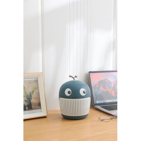 Mini poubelle de bureau avec couvercle poubelle mignonne portable chambre à coucher, bureau, salon petite poubelle(bleu) (1/5)