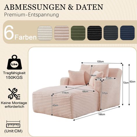 Canapé moderne avec chaise longue en velours, canapé confortable / canapé-lit / fauteuil relax, sans montage, pour salon, bureau ou appartement (rose) (1/5)