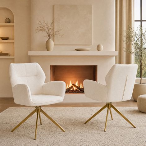 MEUBLIV Sillas giratorias 62,5 x 62,5 x 84 cm color crema - lote de 2 (1/5)