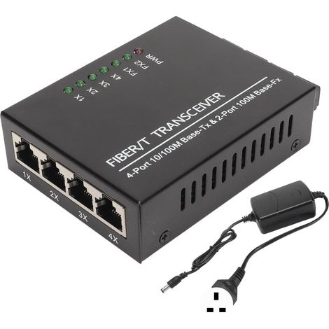 Convertisseur Fibre Ethernet monomode double fibre RJ45 100 Mbps, Plug and Play, alimentation 100-240V avec prise UK (1/5)