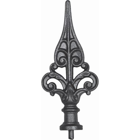 Deco Fer Forge – Pointe de lance ancienne en fonte – Hauteur 200mm – Largeur 86mm – Base ronde pleine Ø31mm – Fixation par soudure (1/3)