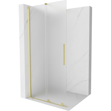 Mexen Velar Walk-in-Duschwand 75 x 200 cm, satiniert 8 mm, gebürstetes Gold - 871-075-000-33-55 (1/5)
