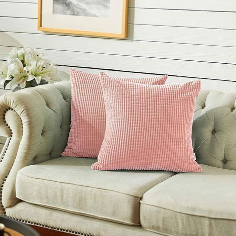 Taie d'oreiller en Grains de maïs, taie d'oreiller Souple en Velours côtelé, Maison Salon Chambre décoration canapé Housse de Coussin (2pcs Roses, 45x45cm) (1/5)