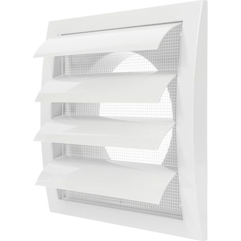 Hotte d'aération blanche de 125 mm avec écran de protection antiparasitaire et bride intégrés, blanc, couvercle de grille d'aération, couvercle de conduit d'échappement CVC (190 x 190 mm) (1/5)