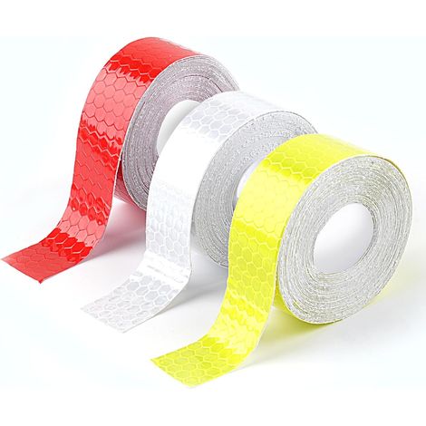 Nastro riflettente autoadesivo da 15 m, alta visibilità, adesivo riflettente ritagliabile, nastro riflettente da 2 cm per biciclette, rimorchi e abbigliamento - Rosso, bianco, giallo (1/5)
