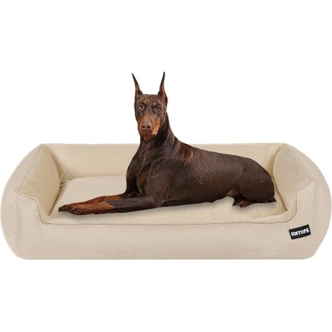 Hundebett mit erhöhtem Rand, abnehmbar & waschbar, beige, 120x90cm (1/5)