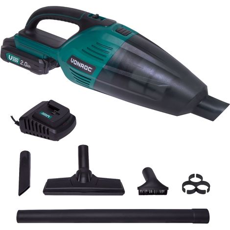 VONROC Aspirador de mano - VPower 20V - Depósito de 0,5L - Juego completo incl. 1x batería de 2,0Ah, cargador, 3 boquillas y tubo de extensión (1/5)
