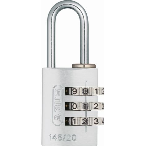 Vorhängeschloss abus 145 20 mm Aluminium silber Kombination 3 Ziffern