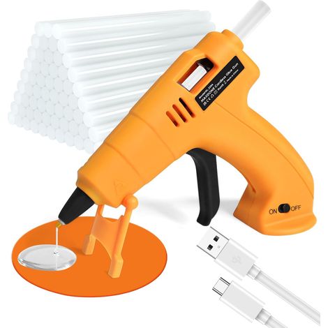 Pistolet à Colle sans Fil, Pistolet a Colle Chaude avec 30pcs Bâtons de Colle & Tapis en Silicone Anti-gouttes, Recharge de Type-C & 3000mAh, pour Pistolet le Artisanat, DIY, Maison, Bricolage (1/5)