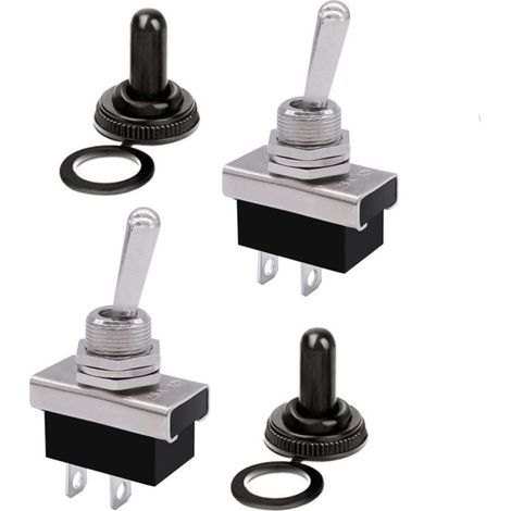 2 Pièces 25A 12V interrupteur à bascule 2 broches ON OFF, KN3D-101 interrupteur à bascule 12V On/Off en métal, 2 positions SPST interrupteur à bascule marche/arrêt avec capuchon étanche (1/5)