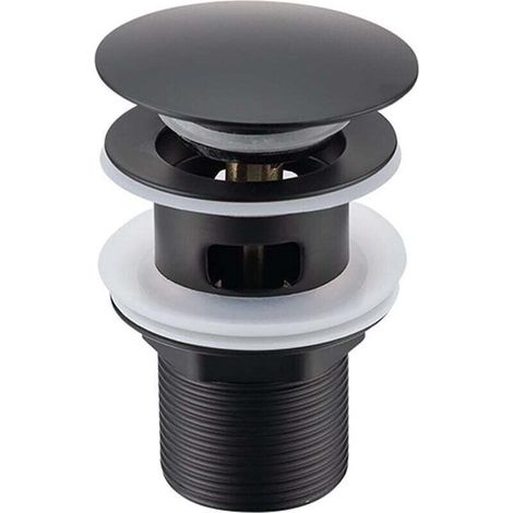 Bonde de Lavabo Noir avec Trop-Plein, Bonde de Lavabo Pop Up Noir Universelle, Bonde de Vidage avec Trop-Plein, Bonde de Vidange avec Trop-Plein, Bonde Pop Up Automatique pour Vasque a Poser, Bluedeer (1/4)