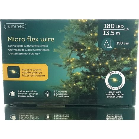 Lumineo LED Lichterkette Micro flex wire grün 13,5 Meter 180 Lichter - klassisch warm (1/5)