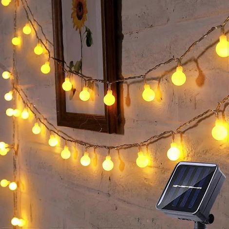 Guirlande lumineuse solaire LED étanche de 95 m (50 LED) - Blanc chaud - Idéale pour terrasse jardin mariage et fêtes (1/5)