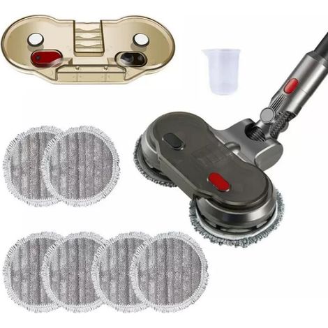 Tête de serpillière électrique Dyson V7 V8 V10 V11 V15, mop rotatif avec réservoir d'eau et 6 pads lavables pour sols bois marbre carrelage (1/5)