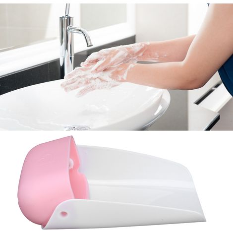 Tragbarer Wasserhahnaufsatz für Waschbecken, Verlängerungsauslauf zum Händewaschen von Kleinkindern, Babys und Kindern (rosa) (1/5)