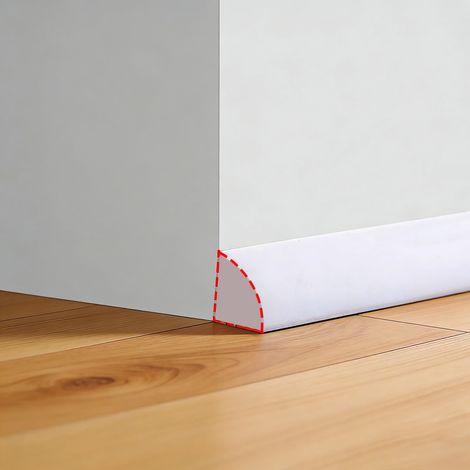 Bande décorative flexible et demi-ronde auto-adhésive, bande d’étanchéité en caoutchouc pour sol, salle de bain, baignoire, bord de carrelage (Blanc, 2 mètres) (1/5)