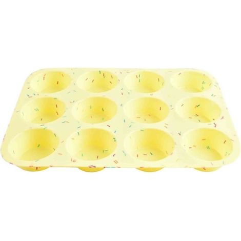 molde para muffins, 12 cavidades, silicona antiadherente, sin BPA, para cocinar y hornear. (1/5)