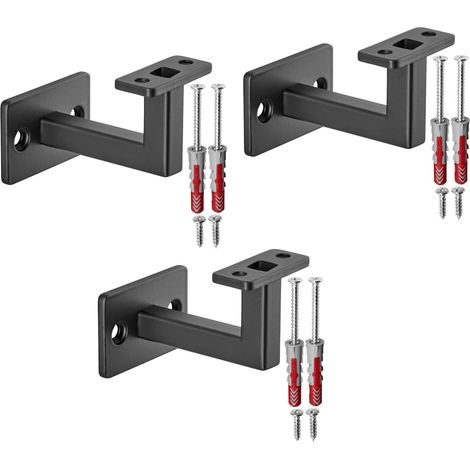 SOTECH Handlaufhalter NOBLE 90° Stahl schwarz pulverbeschichtet 58 x 58 x 75 mm Geländerhalter eckig Halter für Treppengeländer, 3er Set