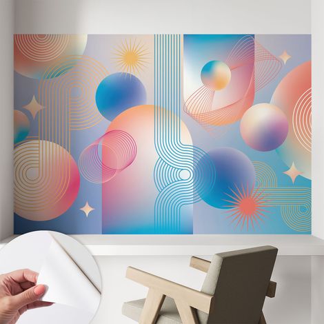Papier peint autocollant adhésif avec imprimé motifs uniques apparence moderne Abstraction colorée 104x70 cm (1/5)