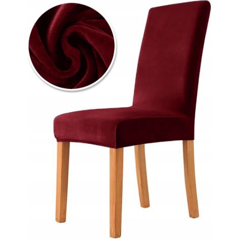 HOUSSE DE CHAISE EN VELOURS ROUGE FONCÉ ÉPAIS (1/5)