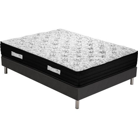 Matelas Black + sommier SR15 - 140x190 - Ressorts - Hauteur 26 cm - Très ferme (1/5)