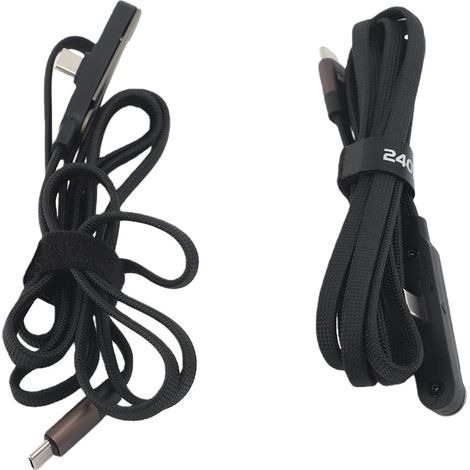 Cavo di ricarica USB C per supporto, 2 pezzi, 240 W, cavo intrecciato a ricarica rapida, pieghevole, con supporto per telefono integrato. (1/3)