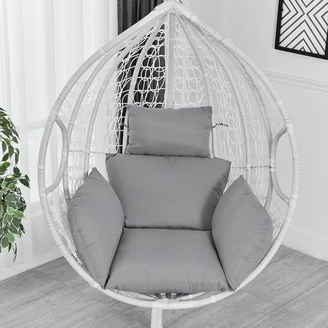 MINKUROW Hängesesselkissen – Poly Rattan Hängesesselkissen – Schaukelsitzkissen – Unabhängiges Kopfstützendesign – Höhenverstellbar nach oben und unten – Grau (1/5)