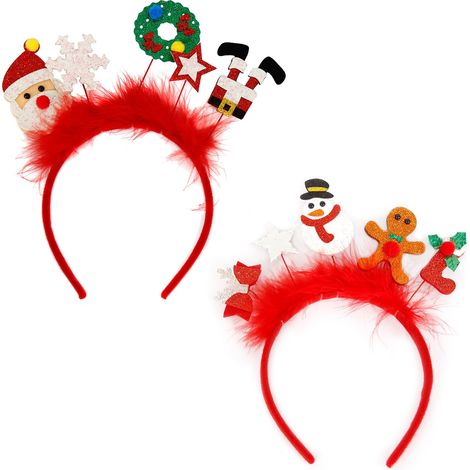 (Couronne de fleurs, flocon de neige, fourrure rouge + bonhomme de neige, pain d'épice, fourrure rouge) 2 serre-têtes de Noël pour enfants, serre-tête bois de renne, décorations de Noël, décorations d (1/2)