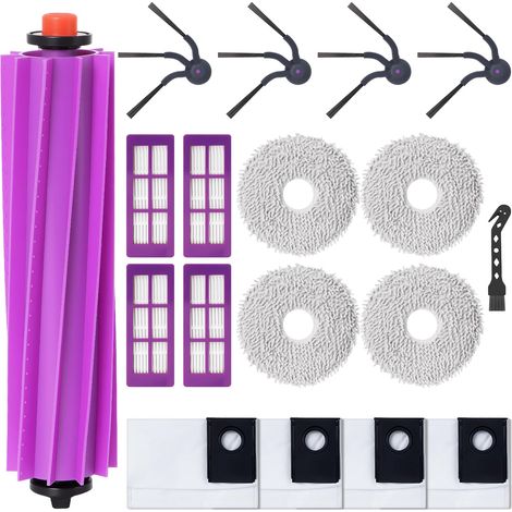 18 Kit d'accessoires pour Eureka J15 Evo Ultra Robot Aspirateur Accessoires, 1 Brosse principale, 4 Brosses latérales, 4 Filtre, 4 Chiffons, 4 Sacs à poussière, 1 Brosse de nettoyage (1/5)