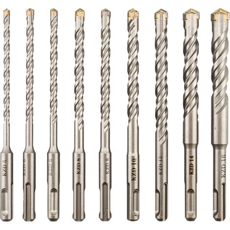 CCYKXA Betonbohrer, 9 Stück (5 mm 16 x 160 mm), SDS-Plus-Elektrohammerbohrer für Schlagbohrmaschinen, Kreuzbohrer für Ziegel, Stein, Natur, Metall