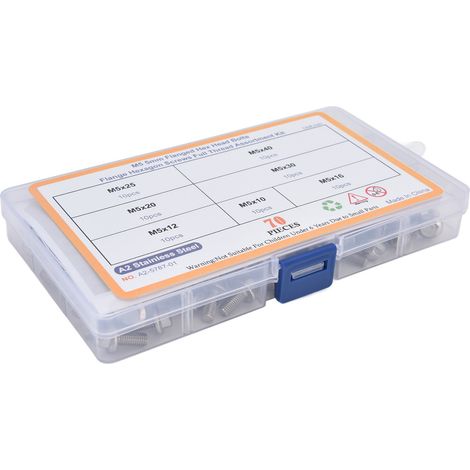 Lot de 70 vis à collerette hexadécimales M5 acier inoxydable 304 assortment boulons à tête cylindrique six pans creux fixation (1/5)