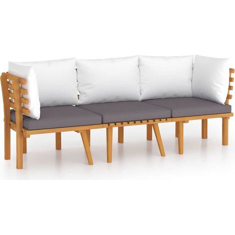 Set Divani da Giardino 3 pz  Salotto da Giardino con Cuscini in Massello di Acacia (1/5)