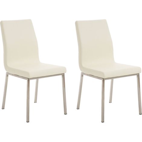 Juego de 2 sillas de comedor de estilo elegante en PVC color crema y acero inoxidable 100001611 (1/5)