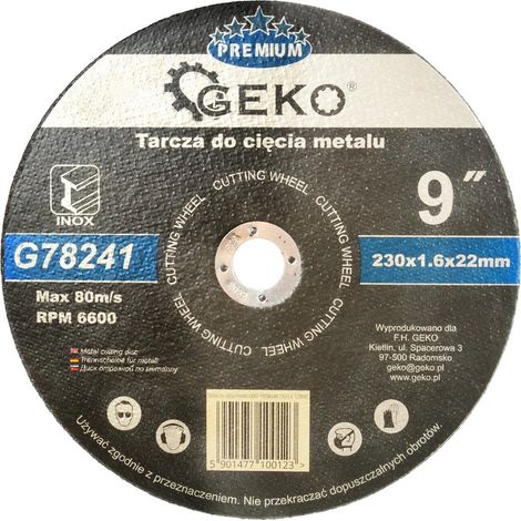 Disque à tronçonner pour métaux Geko premium 230x1,6 Inox (5/25/100) (1/3)