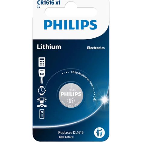 Lithium Batterie Cr1616 Philips 3vdc (Blister 1 Batterie) Cr1616-philips
