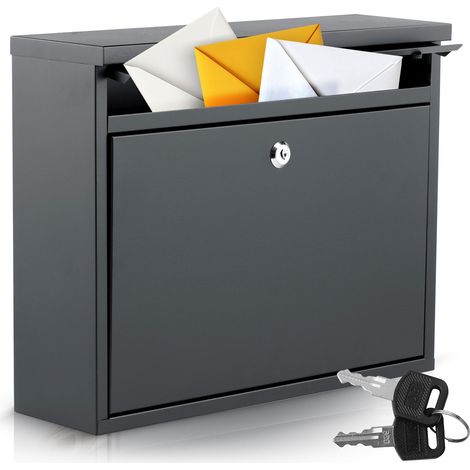 Briefkasten 37,5x30,5x12 cm schwarz HM-860