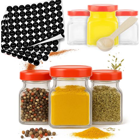 20 barattoli per spezie, tè, erbe aromatiche, caffè, miele 120 ml + 252 etichette adesive (1/5)