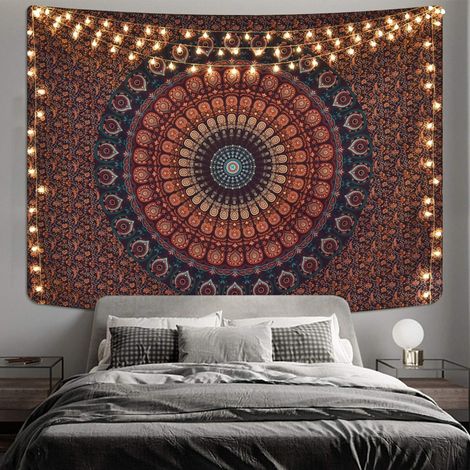 Bohemian Mandala Tapestry Hippie Tapestry Psychedelic Peacock Boho Tapestry Wall Hanging for Bedroom (150 x 200 cm) (1/5)