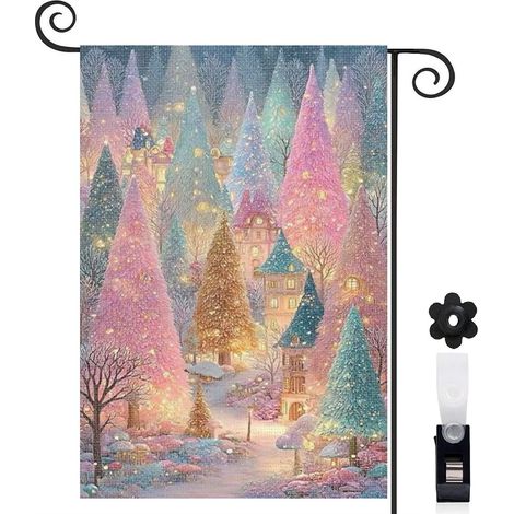 Drapeau de jardin Bienvenue en toile double face 45 x 30 cm lavable décoration intérieure (1/5)