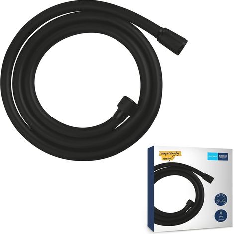 1 - Flexible De Douche - Tuyau De Douche - Surface Lisse Anti-pliures Résistance 5 Bars Pour Salle De Bain Noir Mat 150x1,5cm