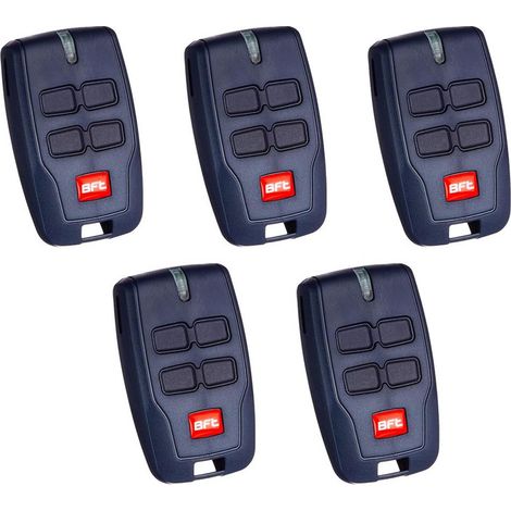 Lot de 5 télécommandes de porte de garage BFT 4 canaux pour portail électrique BFT Mitto 2, 4 boutons, 12 V, 433 MHz